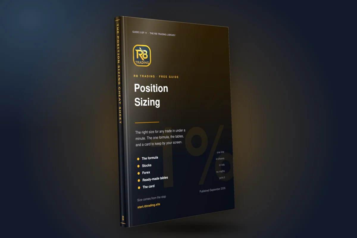 Cover of The Position Sizing Cheat Sheet, an RB Trading guide